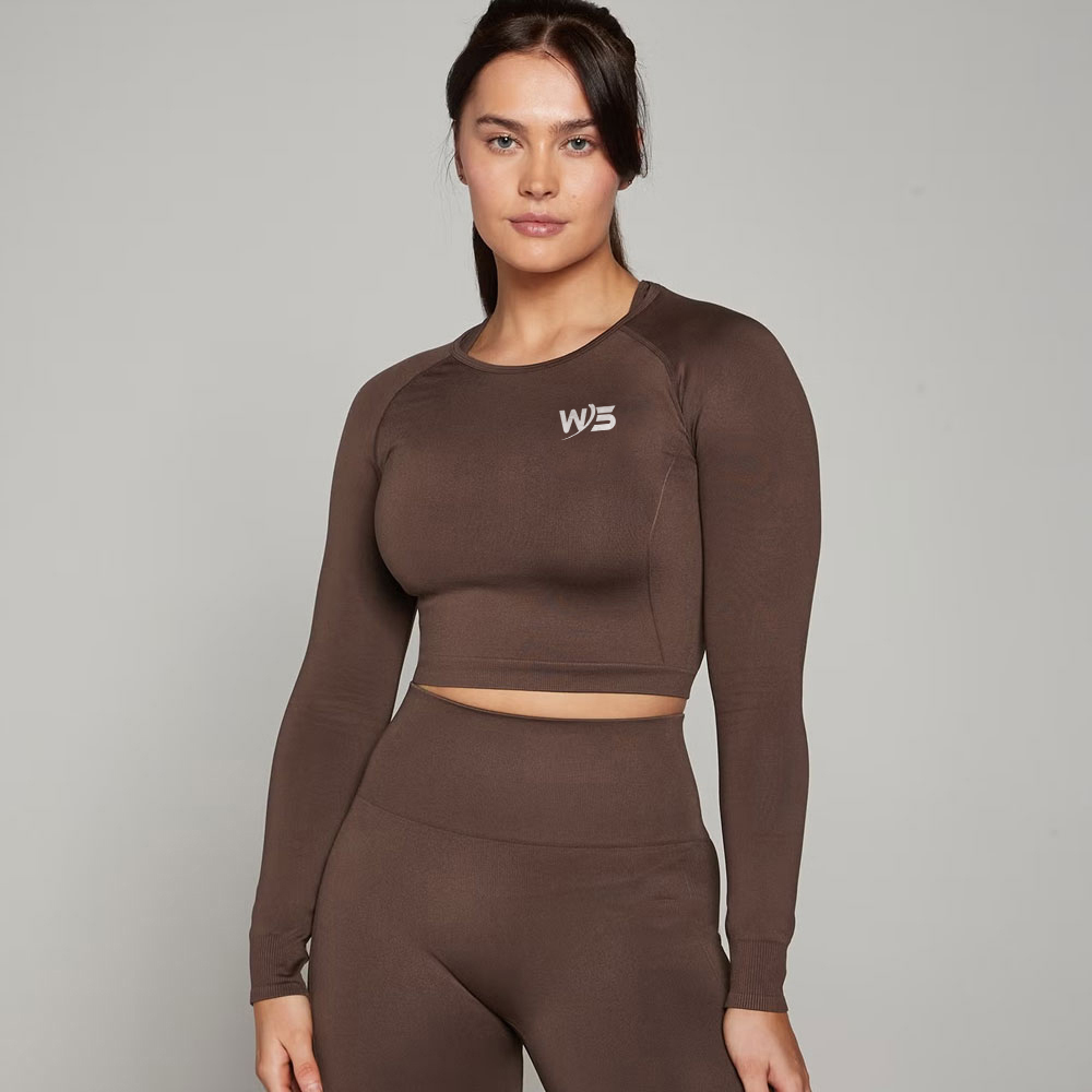 Seamless Long Sleeve Crop Top – Forest Green